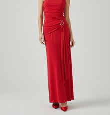 ONE-SHOULDER DRAPED SATIN GOWN