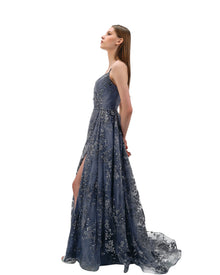 FLORAL SEQUIN EMBELLISHED GOWN