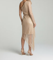 SEQUINED ONE-SHOULDER ASYMMETRIC MIDI DRESS