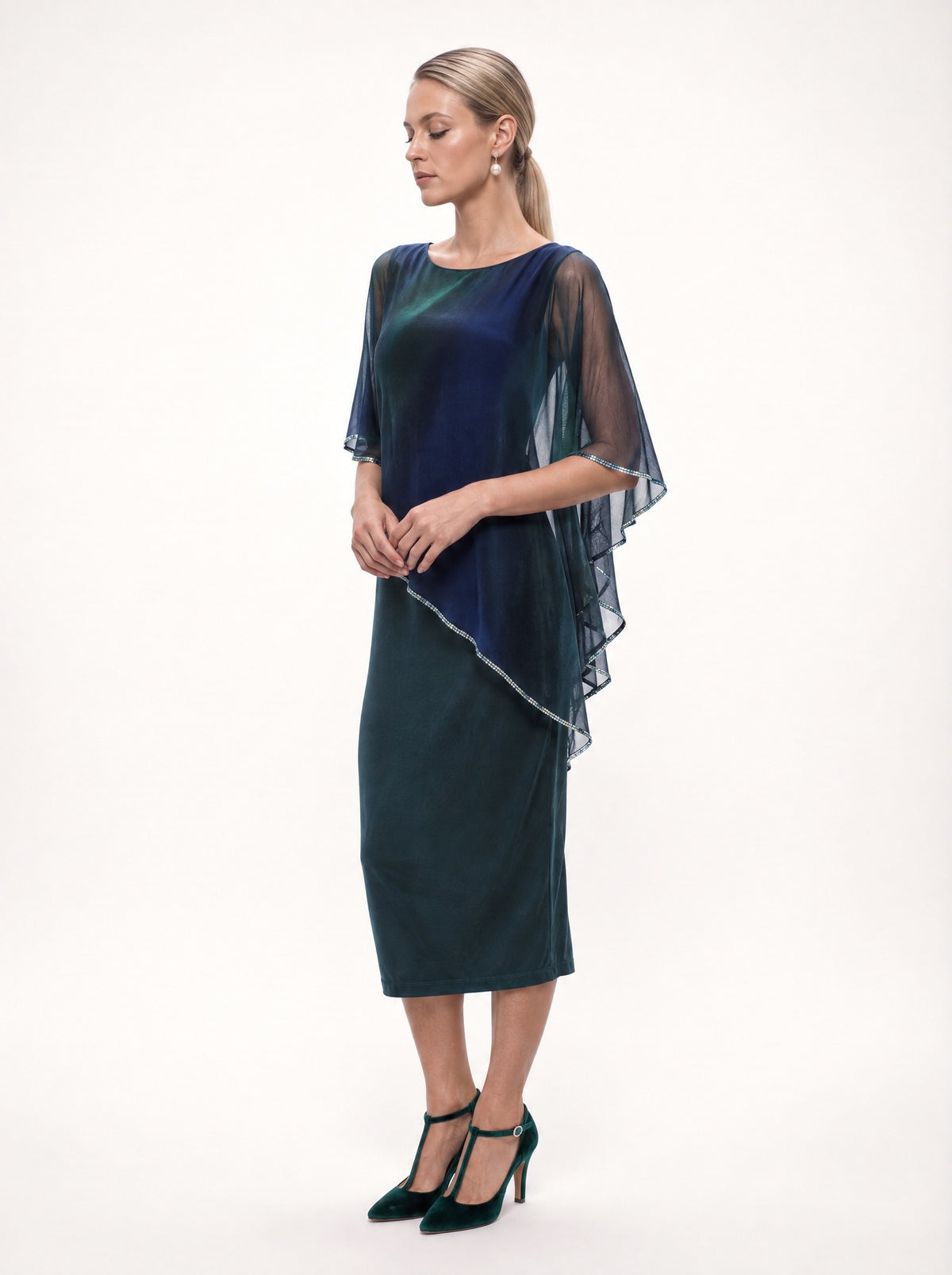 ELEGANT SHEER OVERLAY DRESS