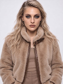 FAUX FUR AVIATOR-STYLE JACKET