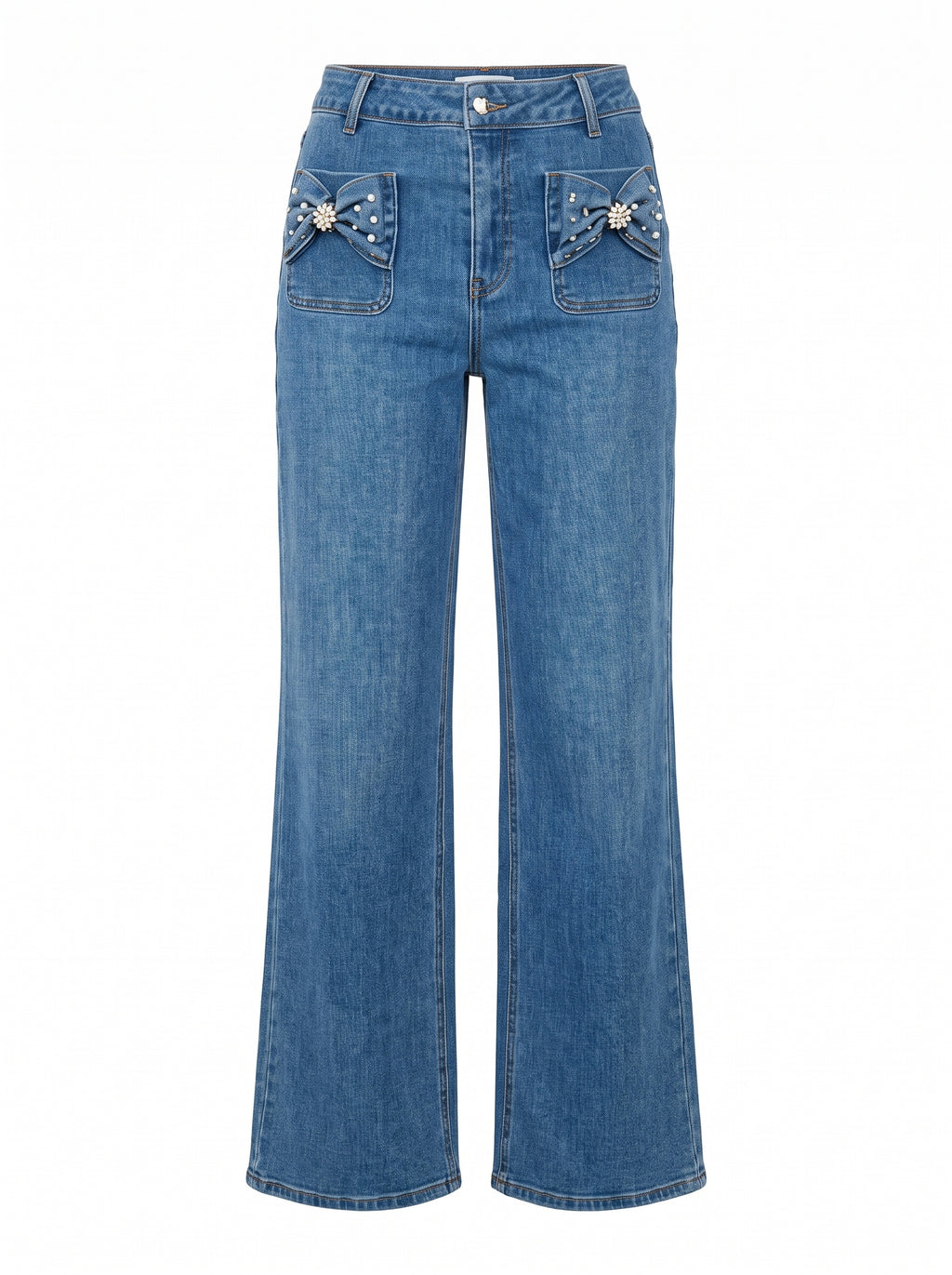 BOW DETAIL WIDE LEG JEANS