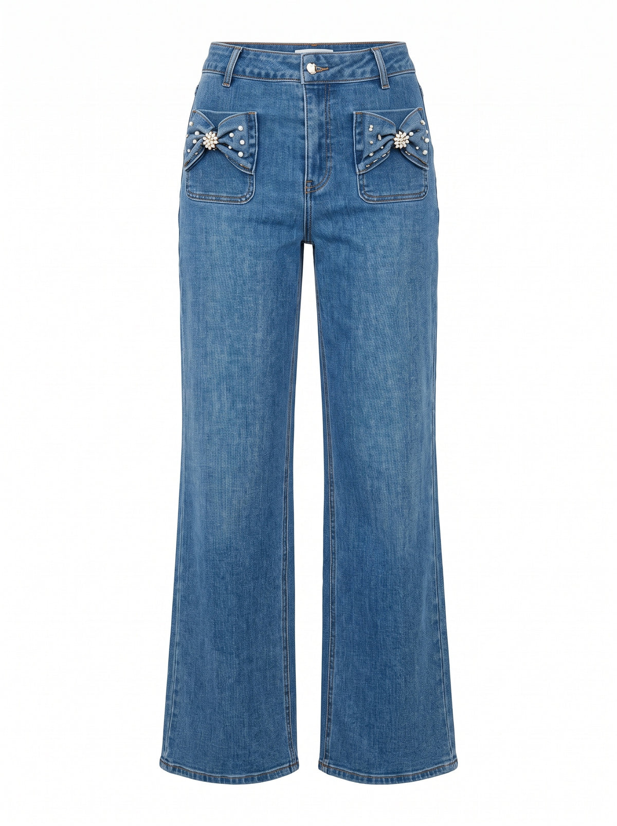 BOW DETAIL WIDE LEG JEANS