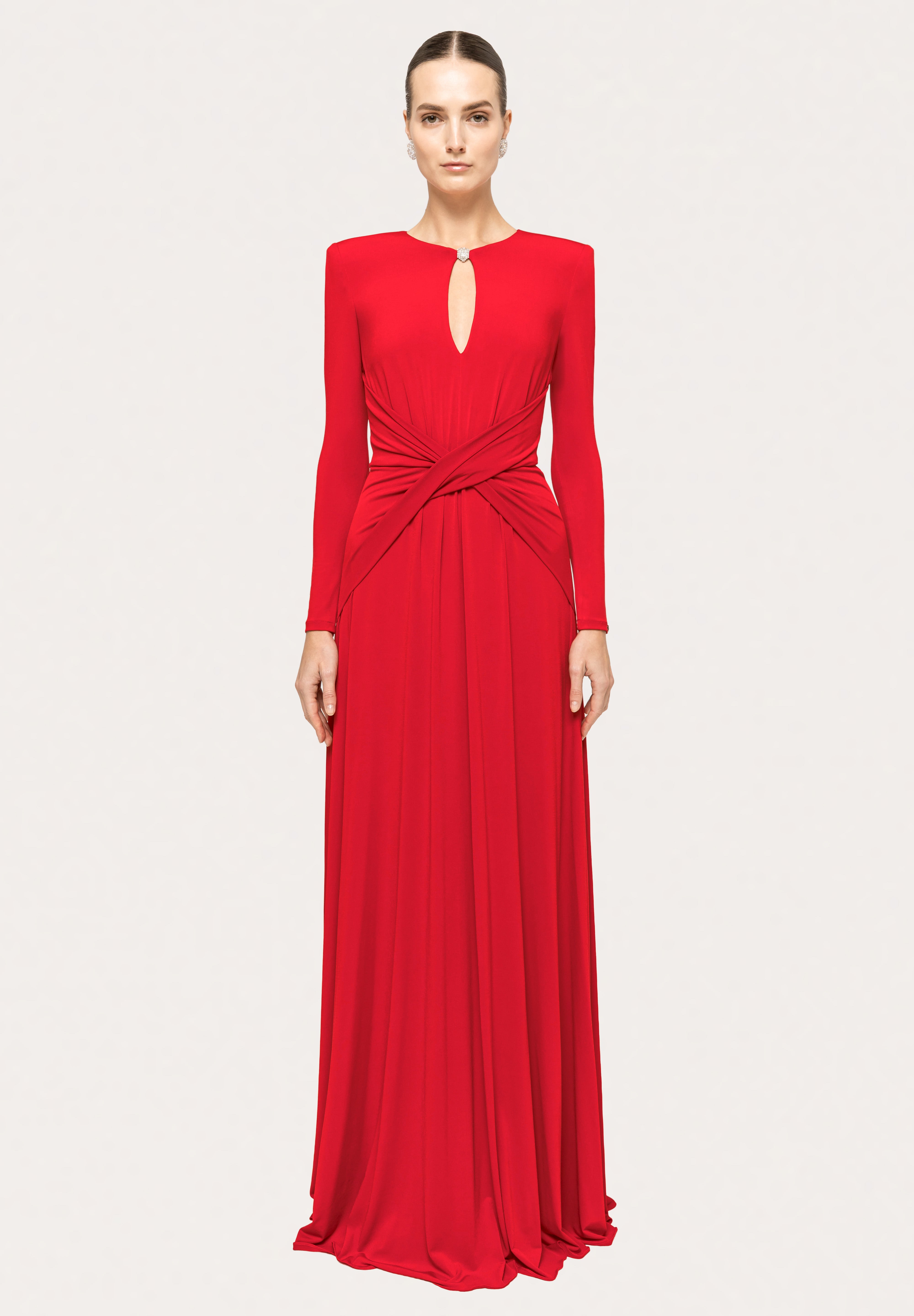 DRAPED KEYHOLE LONG GOWN