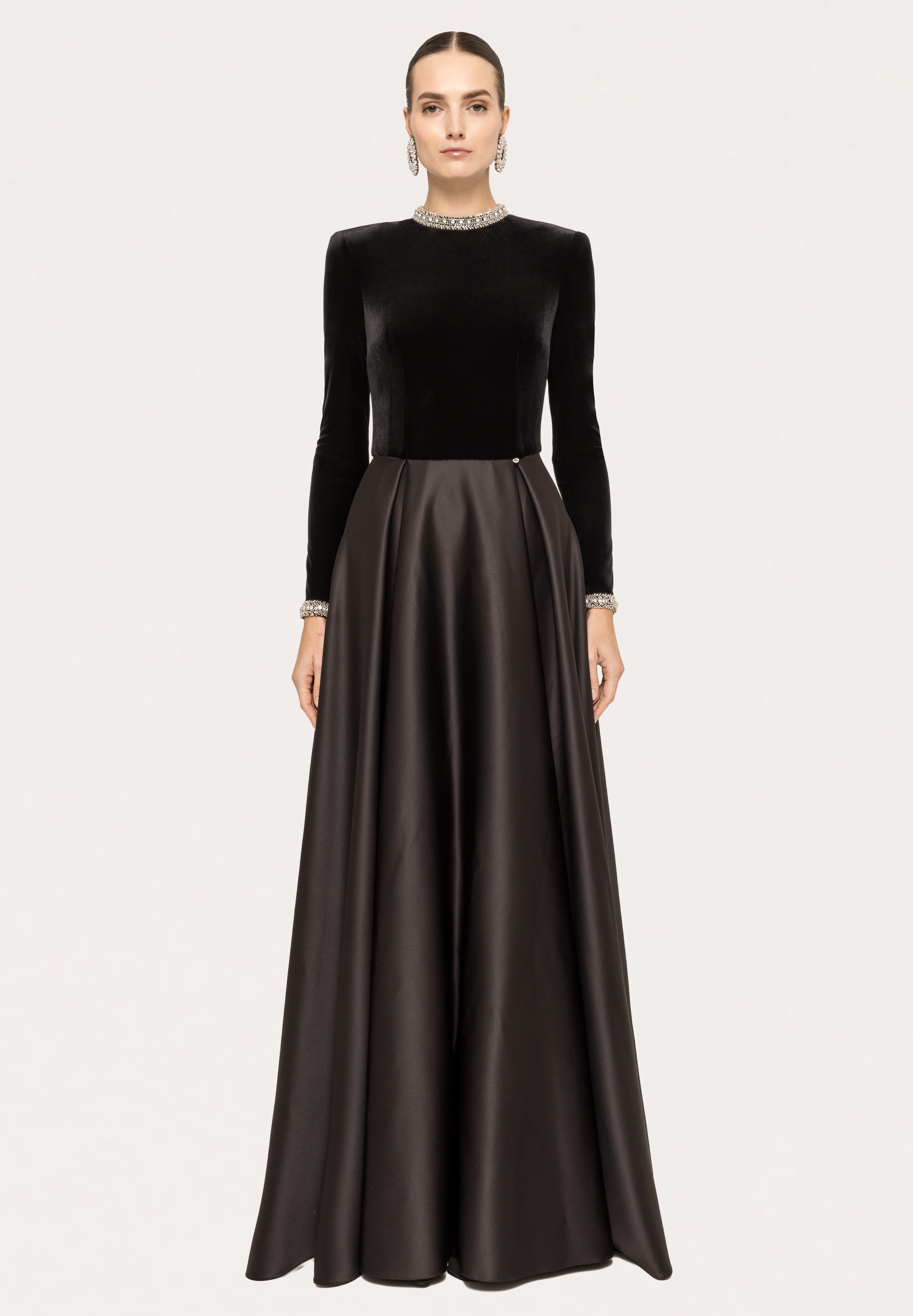 VELVET SATIN LONG GOWN
