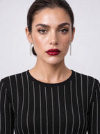 CRYSTAL PINSTRIPE SCOOP-NECK TOP