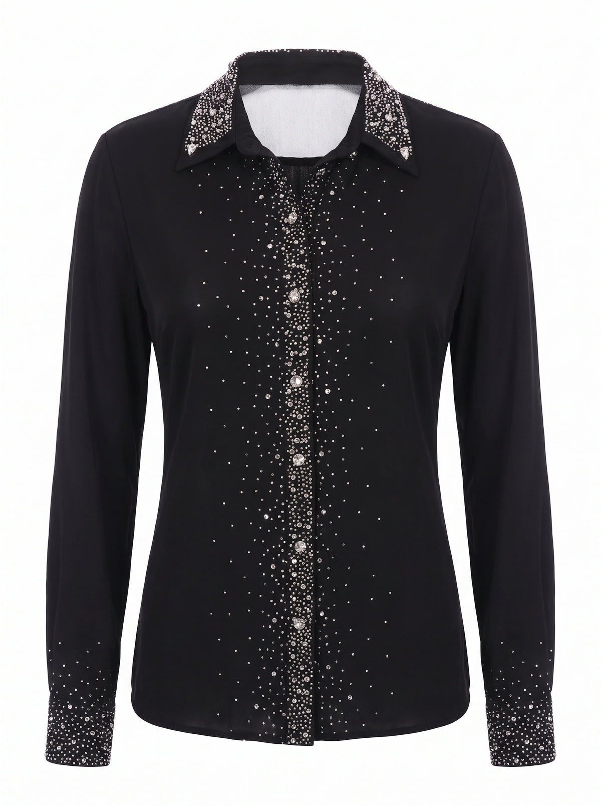 CRYSTAL PLACKET FITTED SHIRT