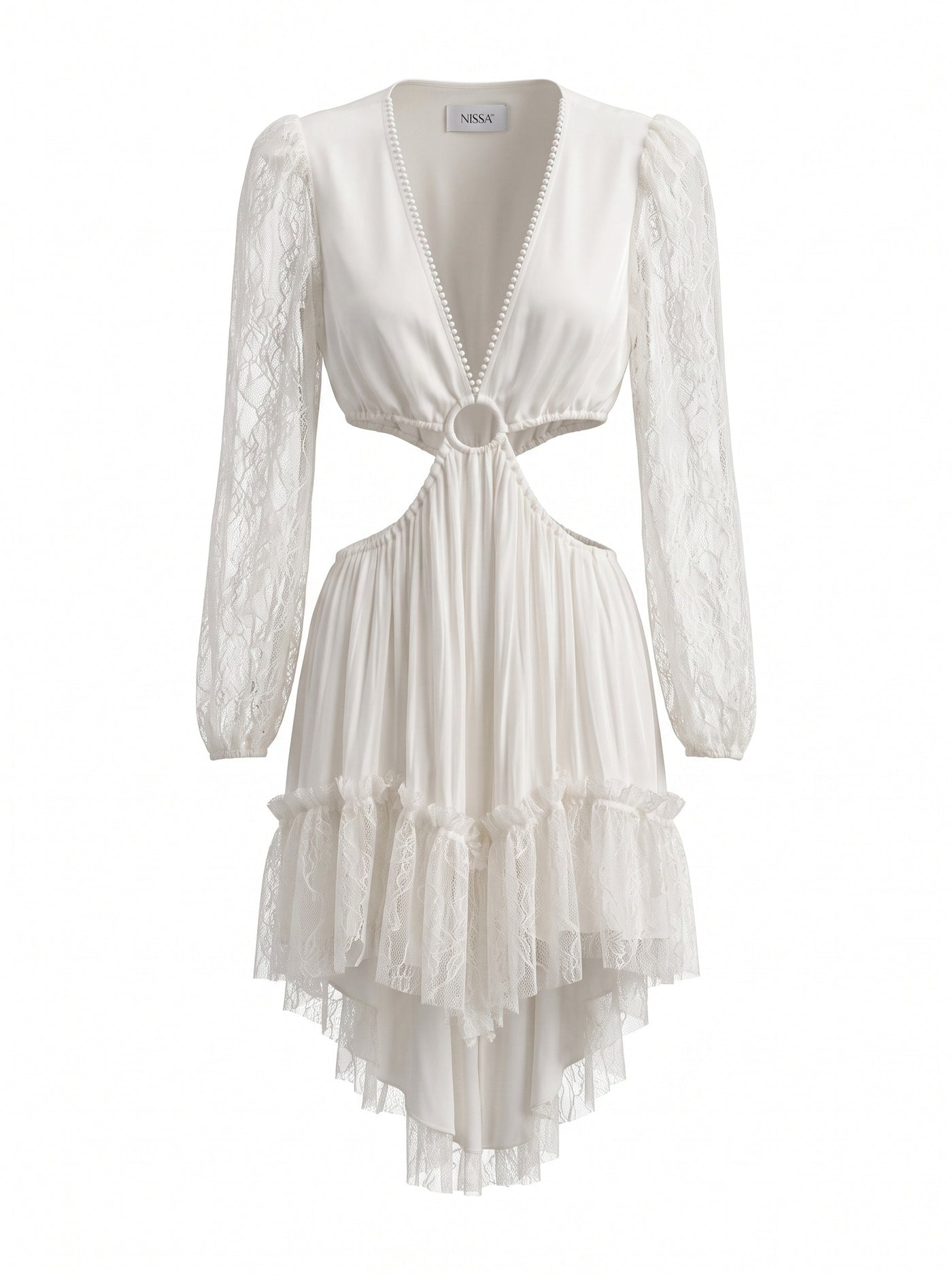LACE RING-CUT MINI DRESS