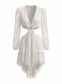 LACE RING-CUT MINI DRESS