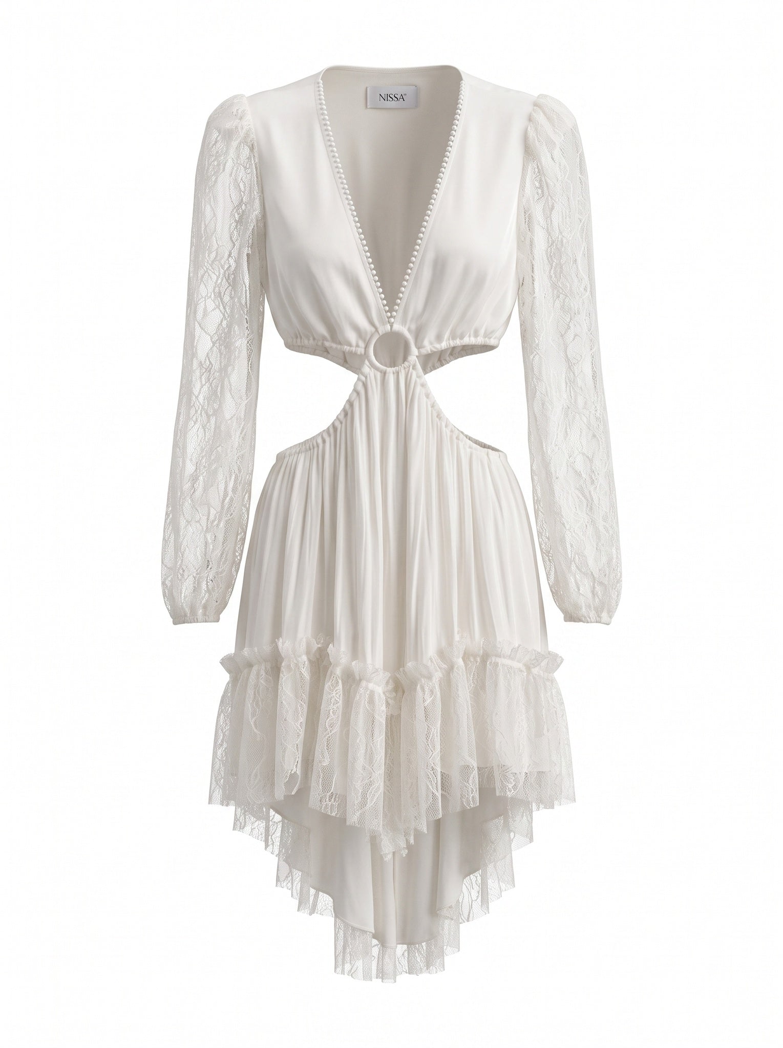 LACE RING-CUT MINI DRESS