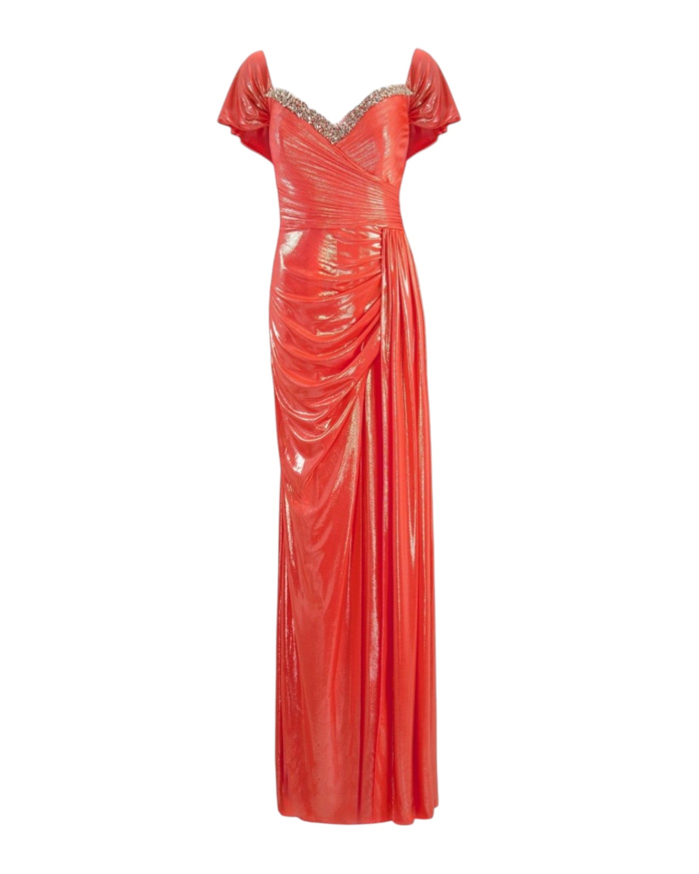 METALLIC RUCHED GOWN