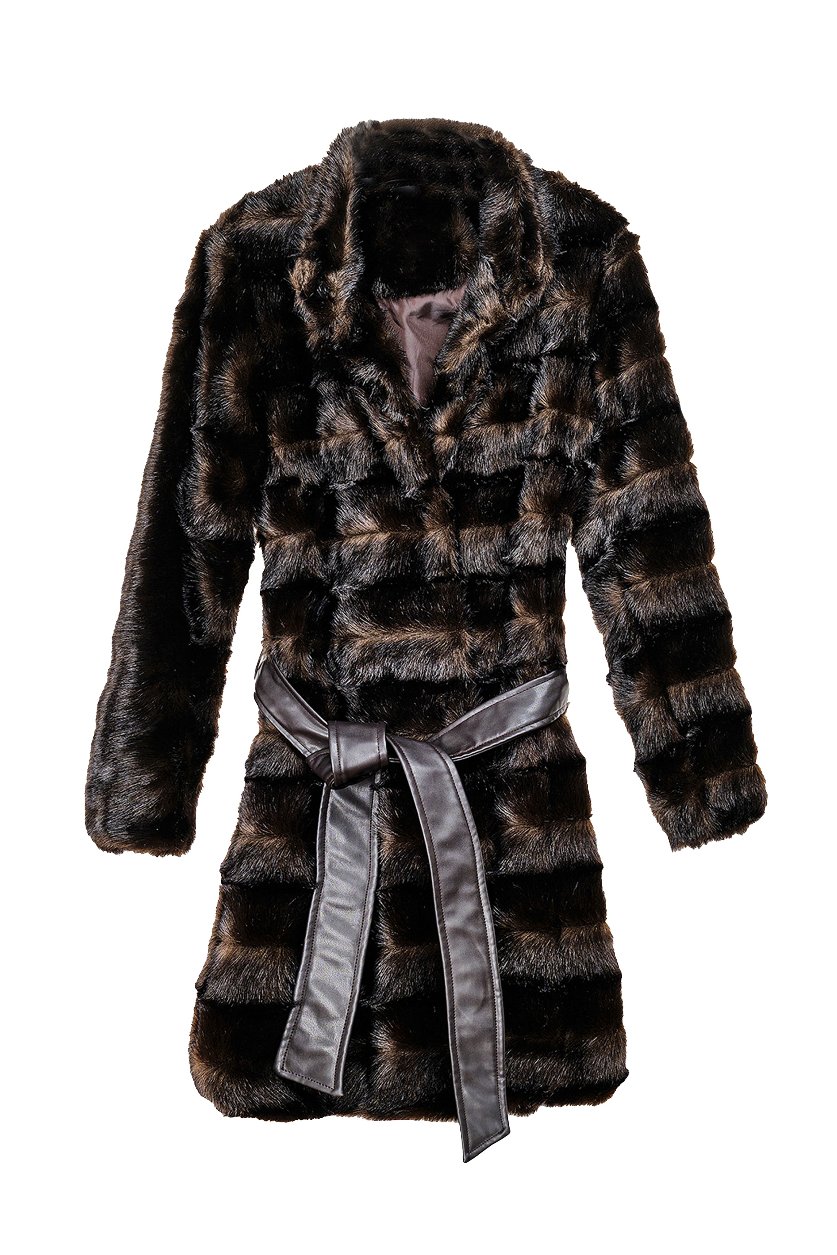 FAUX FUR BELTED COAT