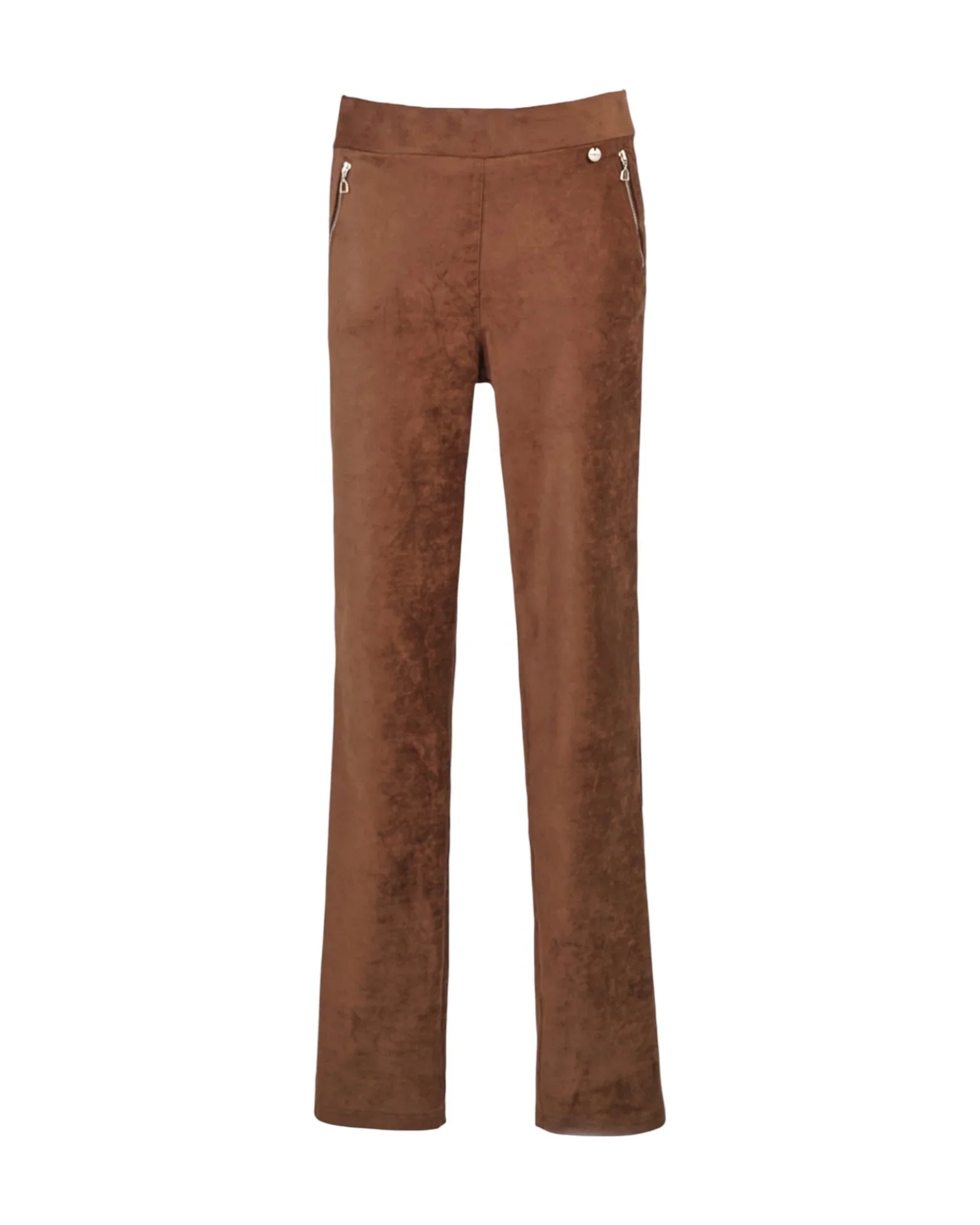 SUEDE STRAIGHT-LEG PANTS