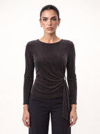 SIDE-KNOT SHIMMER BOAT-NECK TOP
