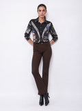NEWSPAPER PRINT HIGH-LOW POPLIN SHIRT