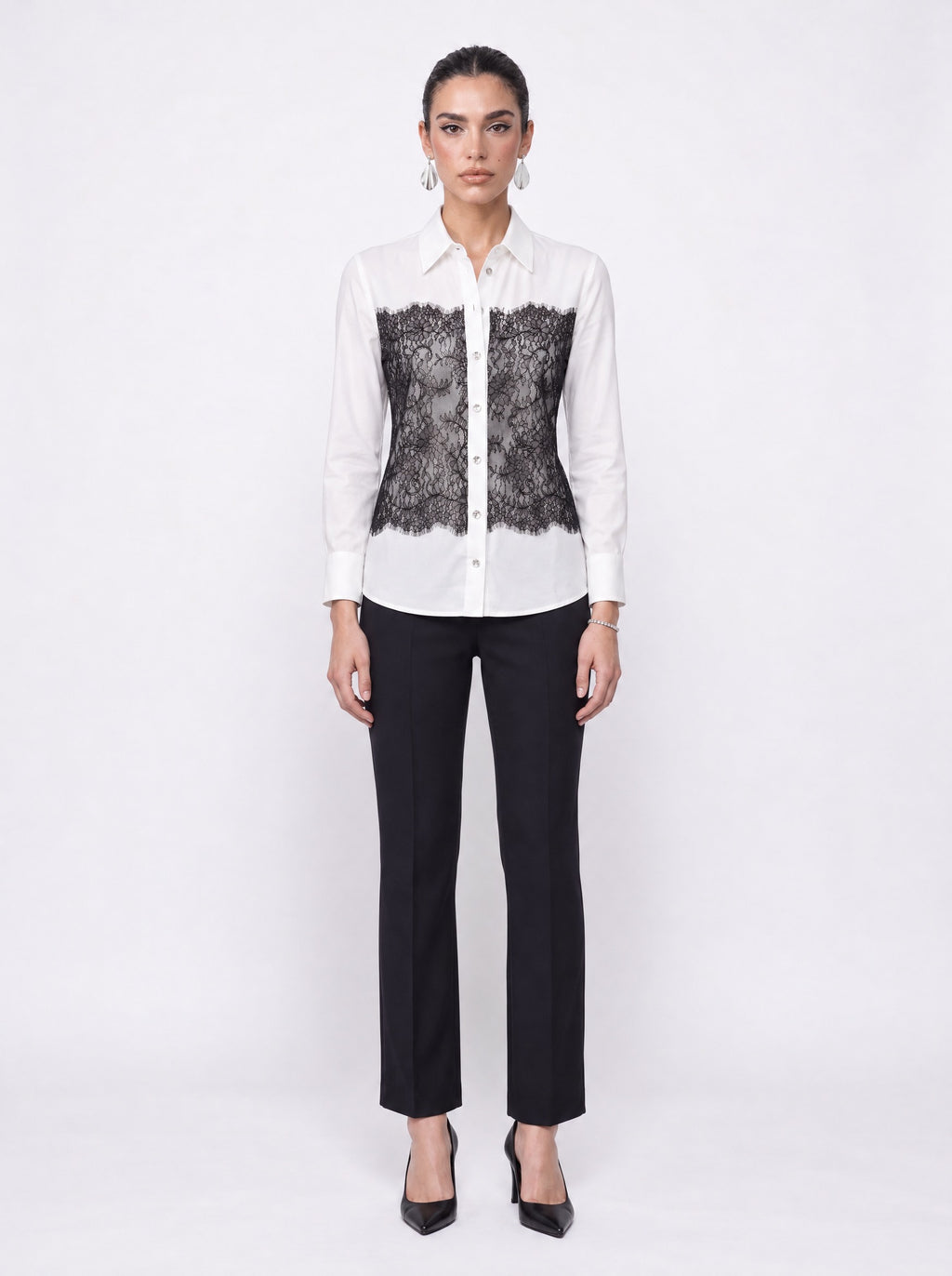 HIGH-WAIST CROPPED STRAIGHT TROUSERS