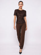 ALL-OVER SEQUIN CREW NECK TOP