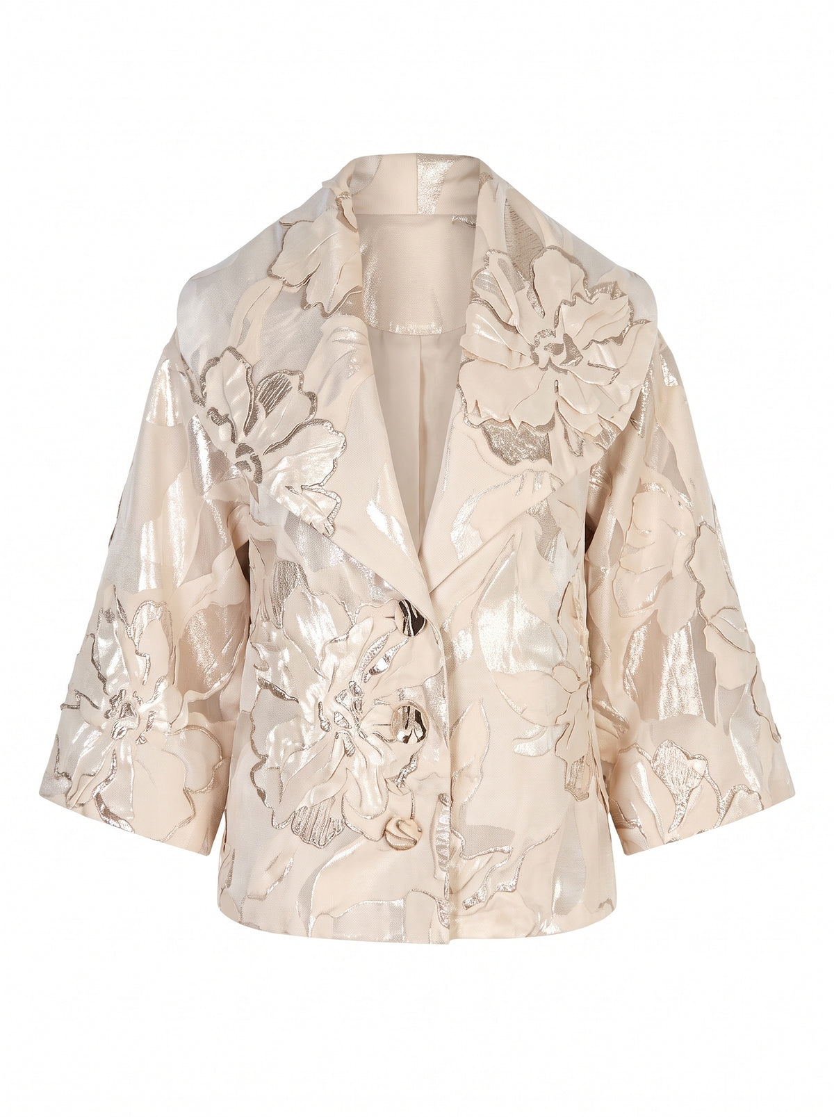 FLORAL JACQUARD WIDE-SLEEVE JACKET