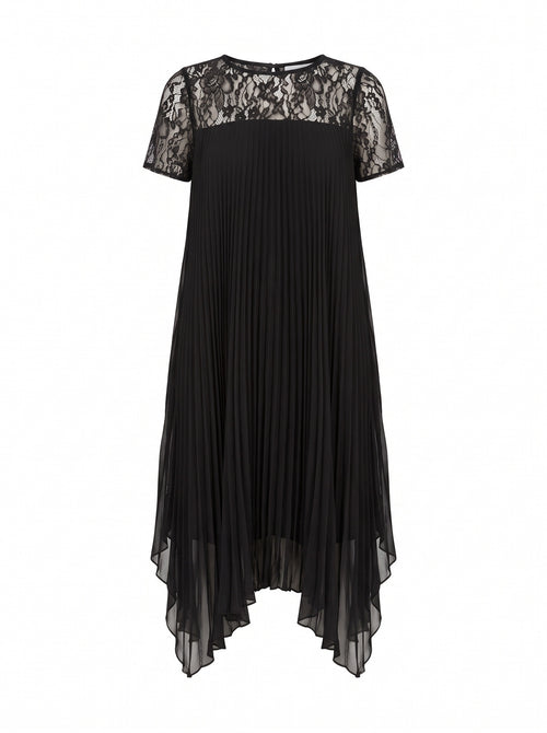 Lace Pleated Midi Dress