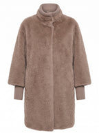FAUX FUR COAT WITH RIBBED CUFFS