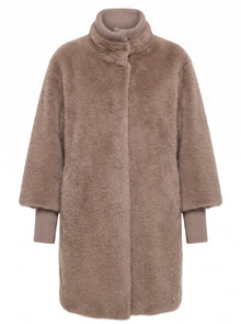 FAUX FUR COAT WITH RIBBED CUFFS