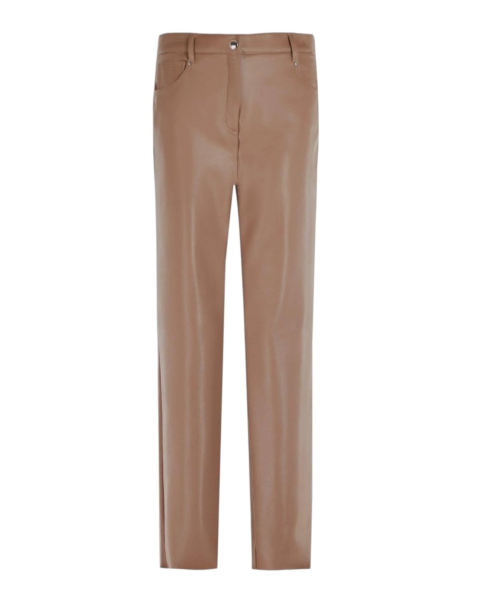 STRAIGHT-LEG FAUX LEATHER TROUSERS