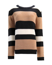 TEXTURED STRIPED KNIT SWEATER