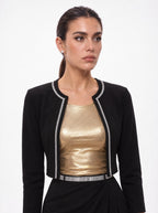 METALLIC FITTED SCOOP-NECK TOP