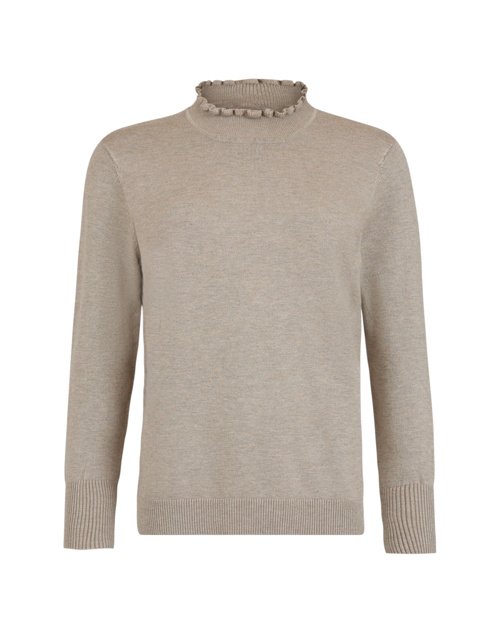 RUFFLE MOCK-NECK KNIT