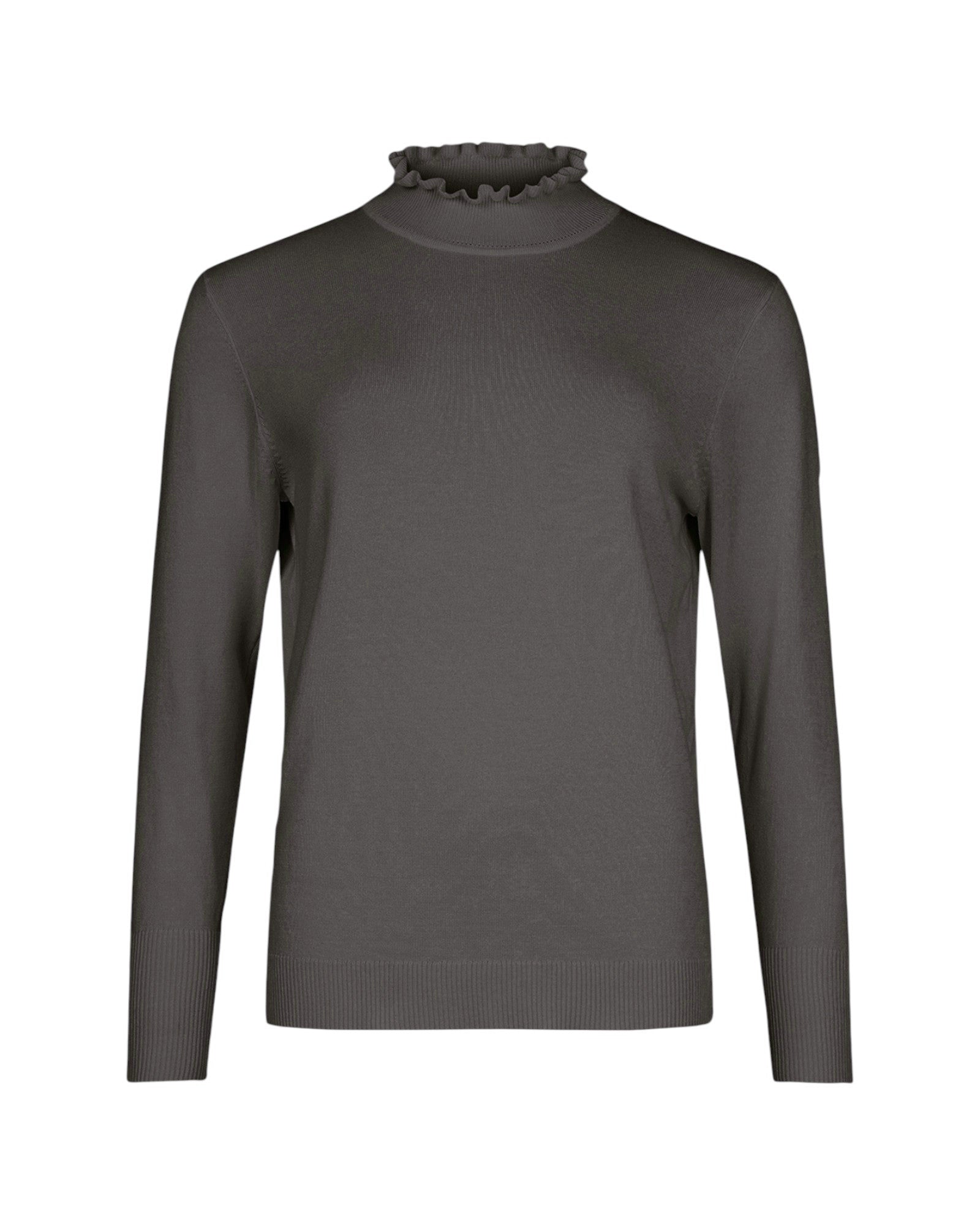 RUFFLE MOCK-NECK KNIT