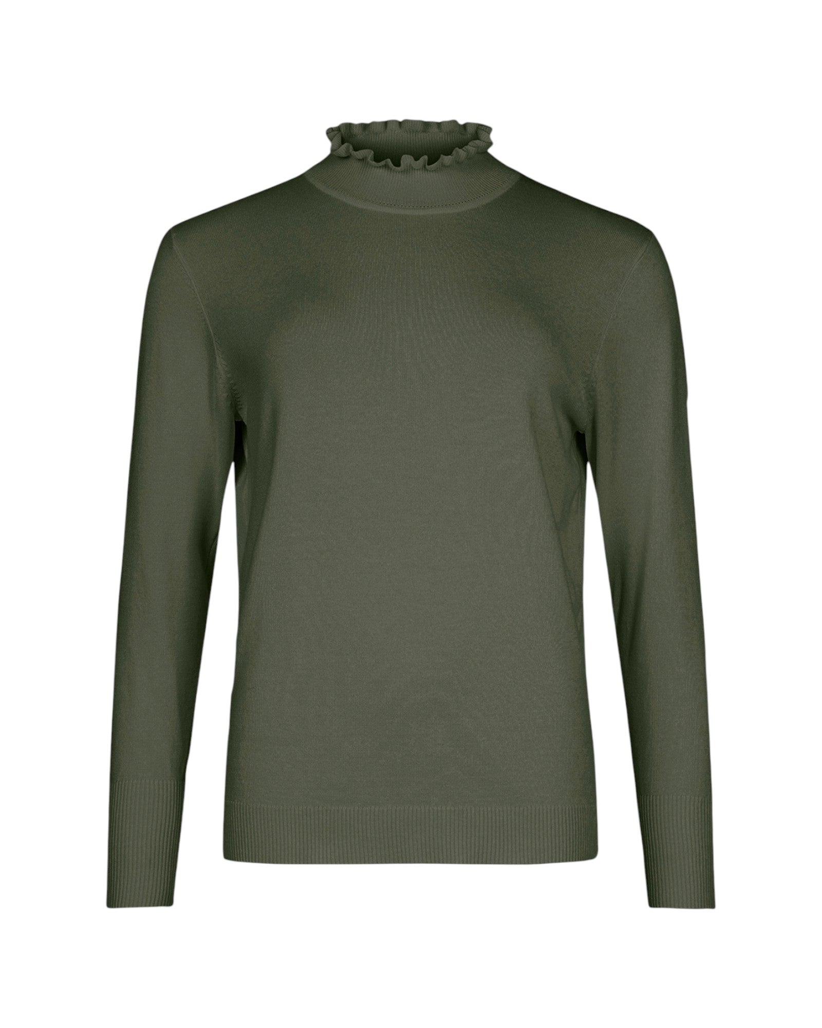 RUFFLE MOCK-NECK KNIT