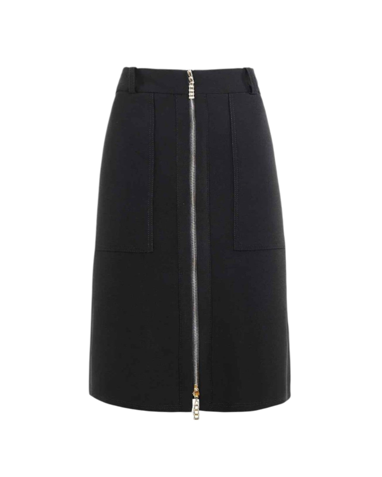 BLACK ZIP DETAIL MINI SKIRT