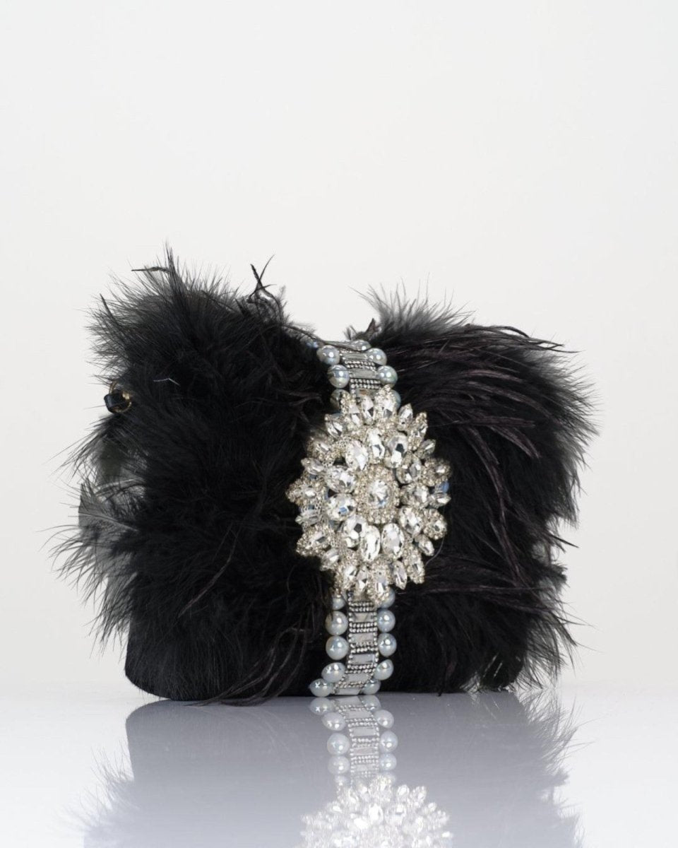 FEATHER EMBELLISHED HANDBAG