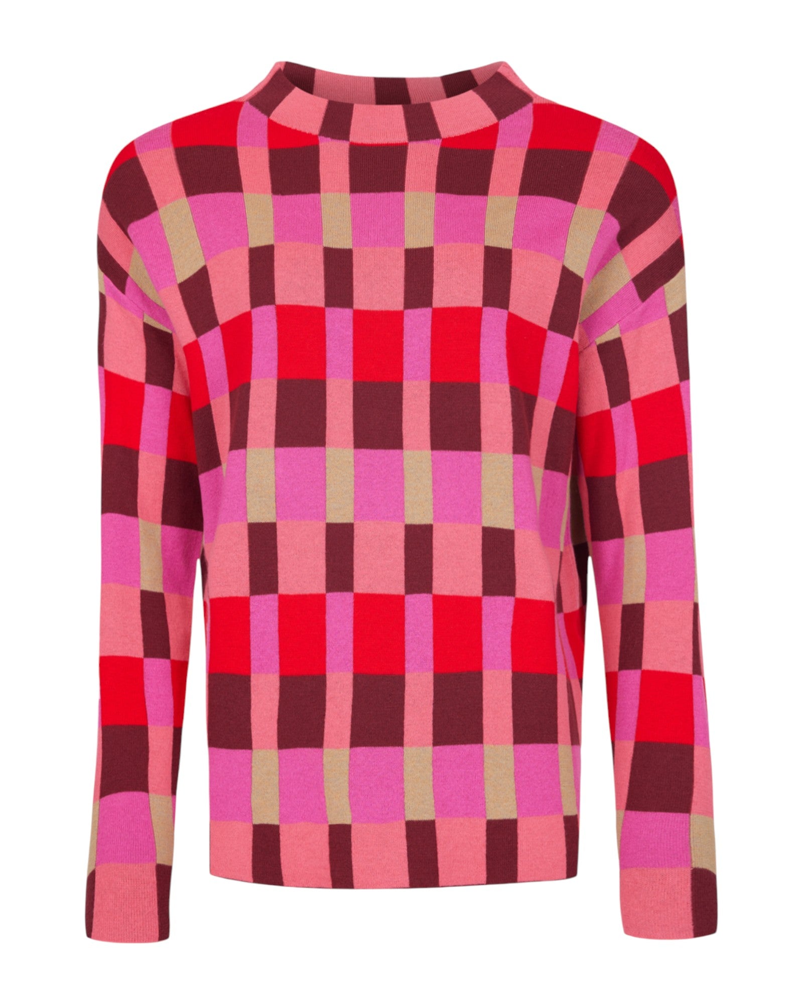VIBRANT CHECK KNIT SWEATER