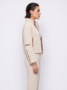 TEDDY ZIP JACKET WITH TAN TRIM
