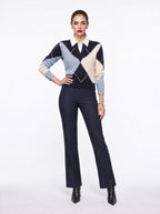 ARGYLE KNIT WITH SHIRT COLLAR