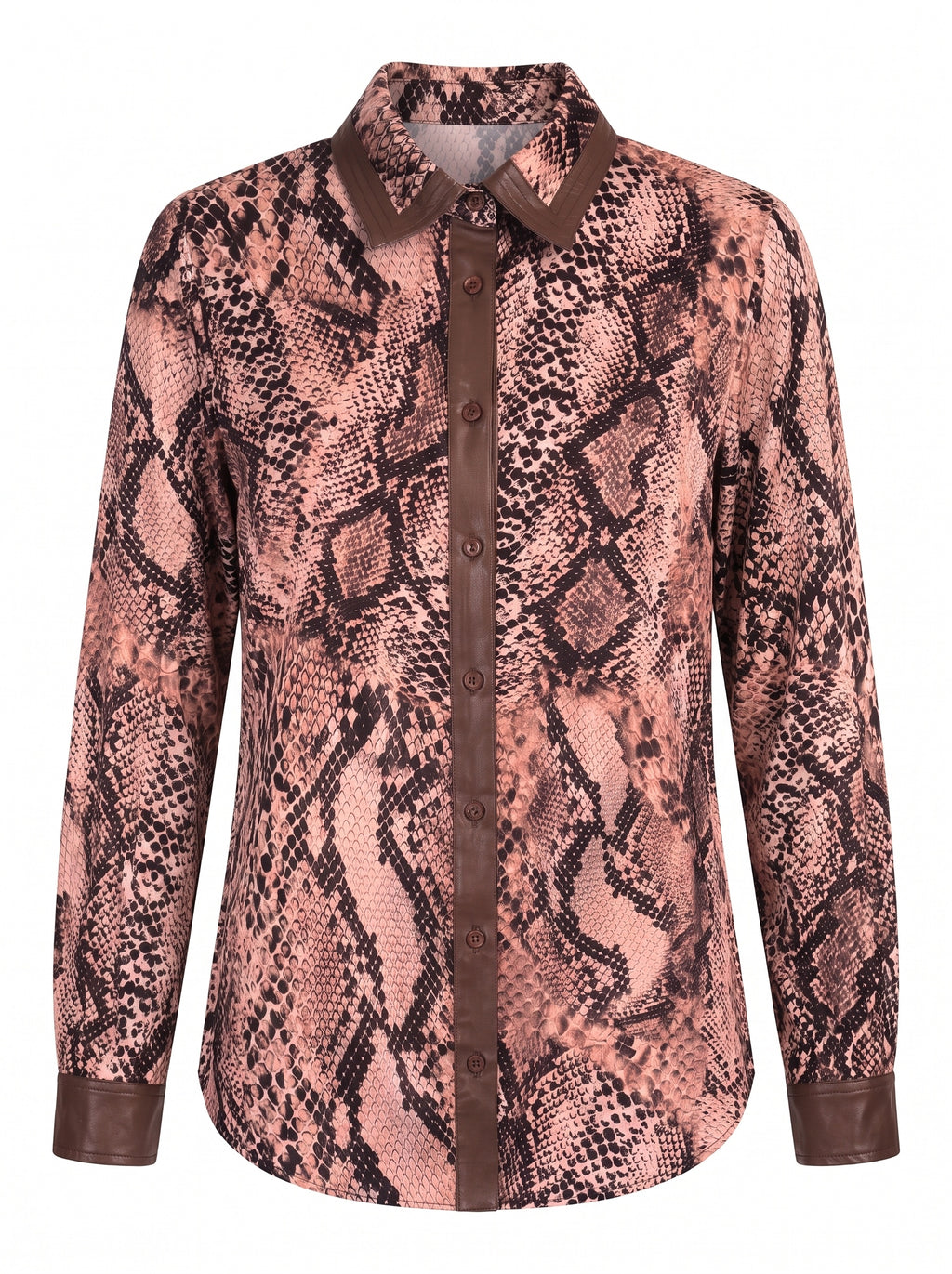 SNAKE PRINT SHIRT WITH LEATHER LOOK COLLAR