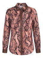 SNAKE PRINT SHIRT WITH LEATHER LOOK COLLAR