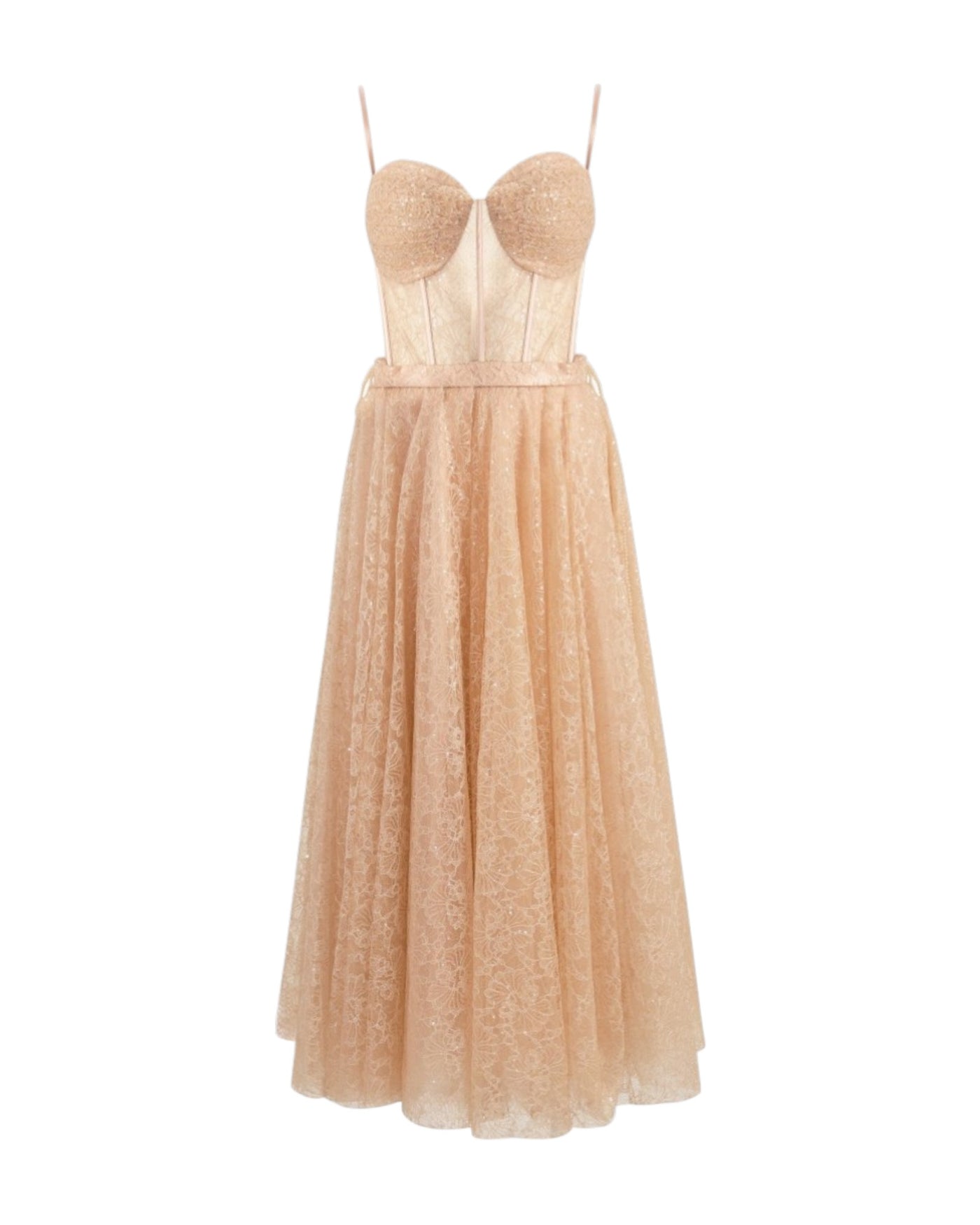 CORSET MIDI DRESS IN LACE TULLE