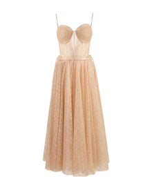 CORSET MIDI DRESS IN LACE TULLE