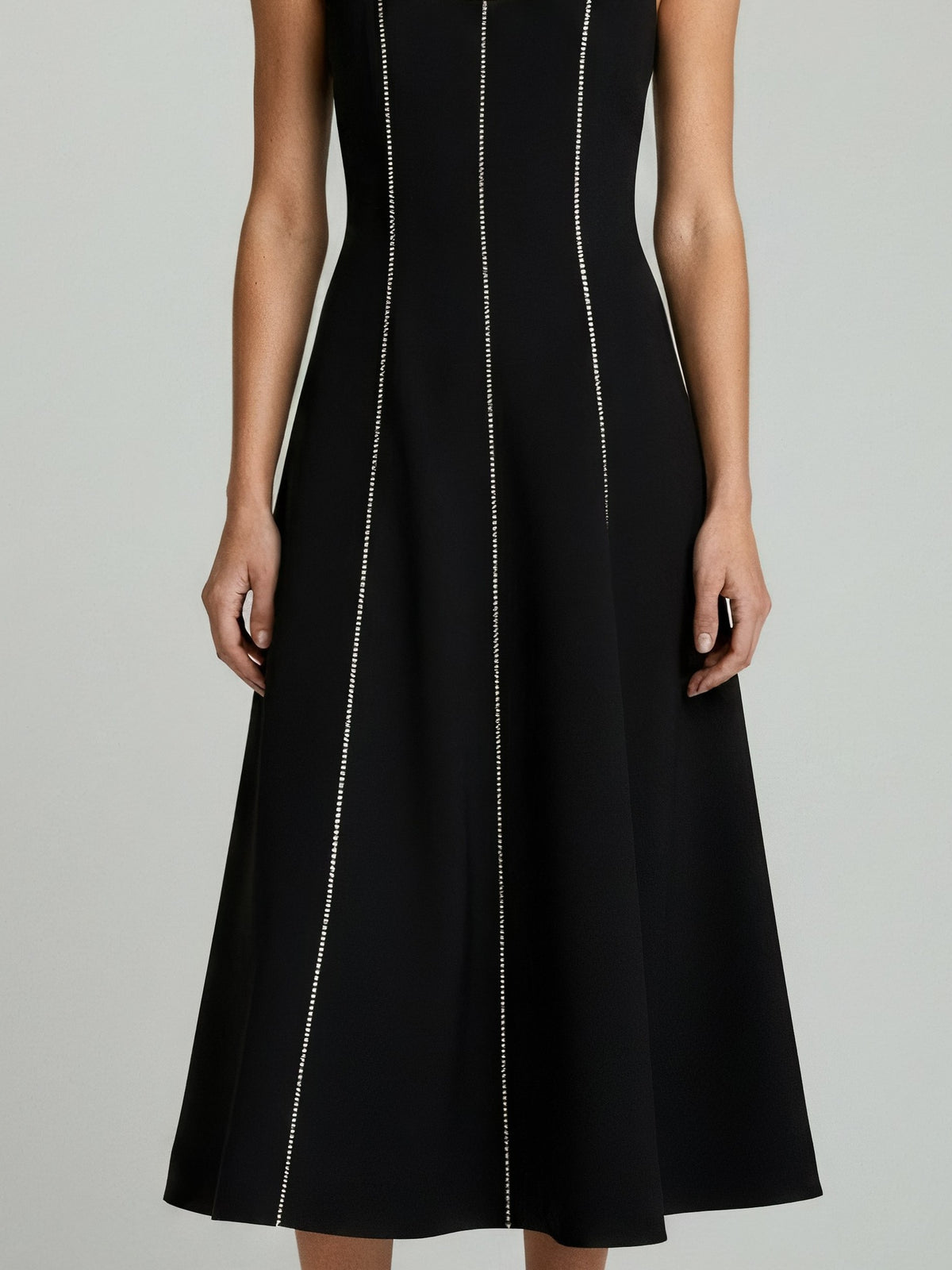 EMBELLISHED PANEL MIDI DRESS