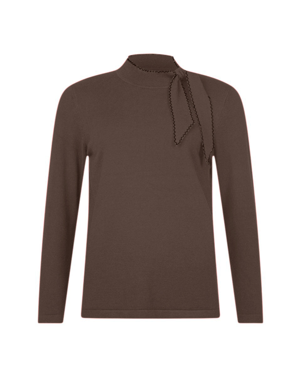 LONG SLEEVE TIE-NECK SWEATER