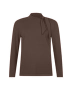 LONG SLEEVE TIE-NECK SWEATER