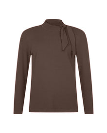 LONG SLEEVE TIE-NECK SWEATER