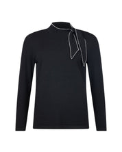 LONG SLEEVE TIE-NECK SWEATER