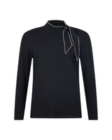 LONG SLEEVE TIE-NECK SWEATER
