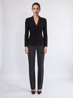 ROSETTE-CLOSURE SHAWL COLLAR JACKET