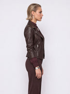 LEATHER ASYMMETRIC ZIP BIKER JACKET