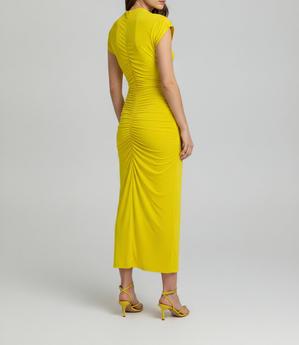RUCHED CENTRE-SEAM JERSEY MAXI DRESS