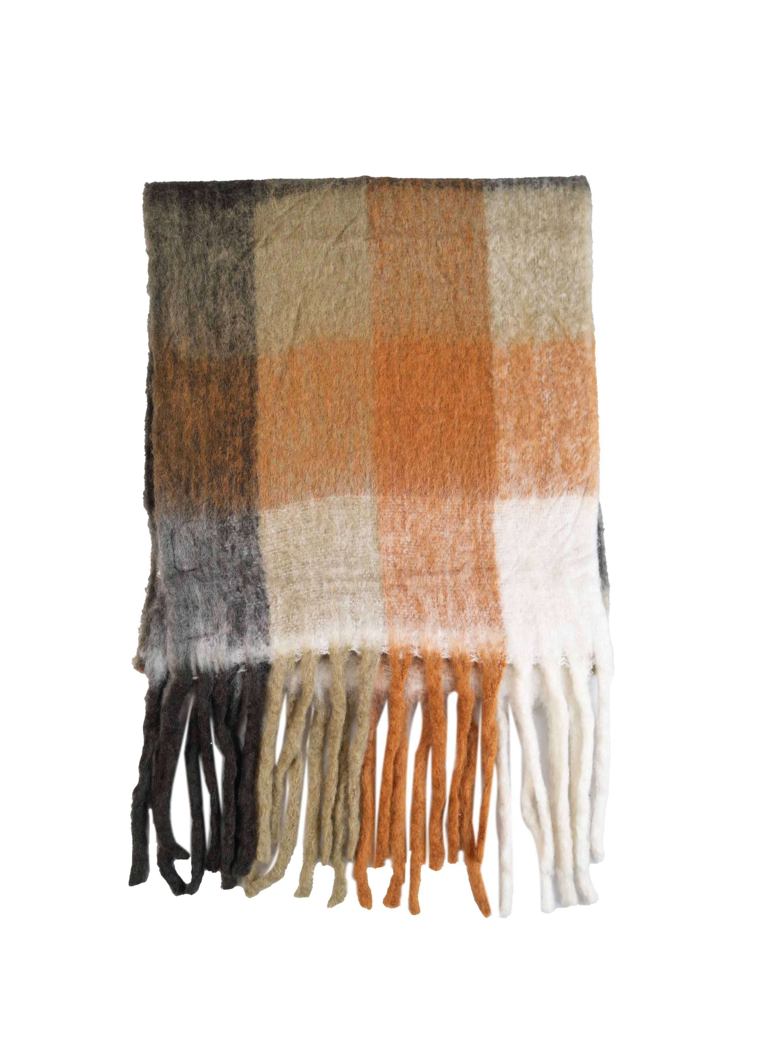 PLAID FRINGED SCARF